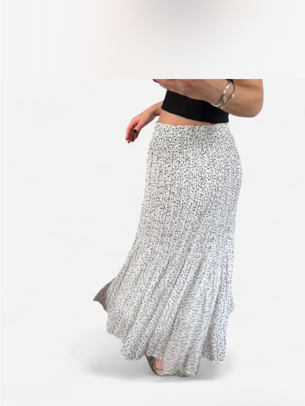 WD.NY White Maxi Skirt with Black polka dot Print - Picture 4 of 8